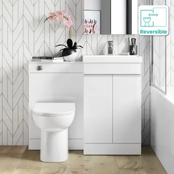 Trent Gloss White Combination Vanity Basin and Aruba Toilet 1000mm