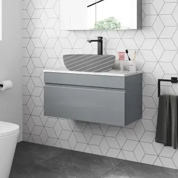 Trent Stone Grey Wall Hung Drawer with Marble Top 800mm - Excludes Counter Top Basin