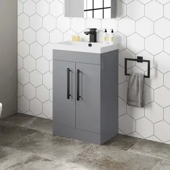 Avon Stone Grey Basin Vanity 500mm - Black Accents