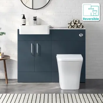 Harper Navy Blue Combination Vanity Basin with Marble Top & Houston Toilet 1000mm