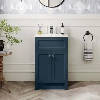 Milos Navy Blue Basin Vanity 500mm - Brushed Handles