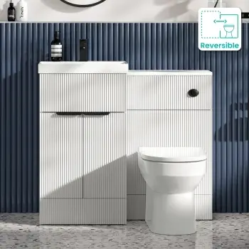 Havana Fluted Coastal White Combination Vanity Basin and Miami Toilet 1000mm - Black Accents
