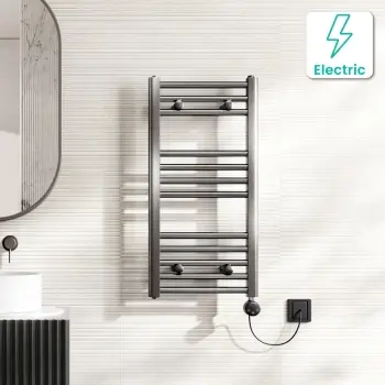 Naples Electric Premium Brushed Gunmetal Straight Heated Towel Rail 800x400mm