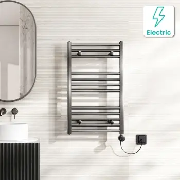 Naples Electric Premium Brushed Gunmetal Straight Heated Towel Rail 800x500mm
