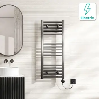 Naples Electric Premium Brushed Gunmetal Straight Heated Towel Rail 1000x400mm