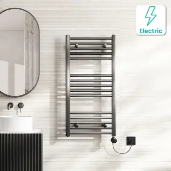 Naples Electric Premium Brushed Gunmetal Straight Heated Towel Rail 1000x500mm