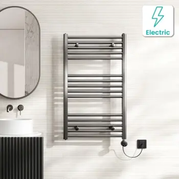Naples Electric Premium Brushed Gunmetal Straight Heated Towel Rail 1000x600mm
