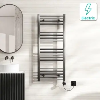 Naples Electric Premium Brushed Gunmetal Straight Heated Towel Rail 1200x500mm