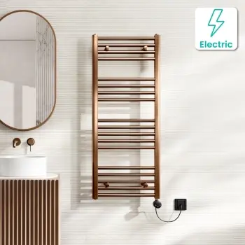 Naples Electric Premium Brushed Copper Straight Heated Towel Rail 1200x500mm