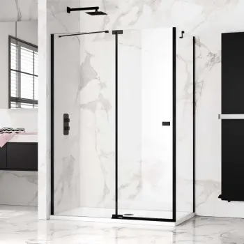 Vienna Matt Black Easy Clean 8mm Hinged Shower Enclosure 1400x800mm