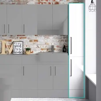 Harper Gloss White Floor Standing Tall Cabinet 1900x300mm - Black Accents  