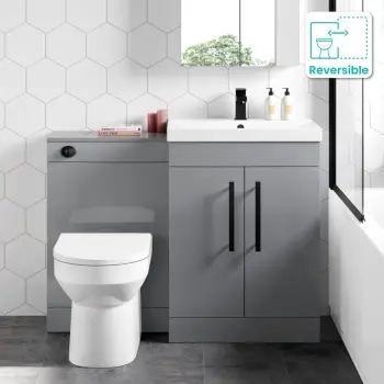 Avon Stone Grey Combination Vanity Basin and Miami Toilet 1100mm - Black Accents
