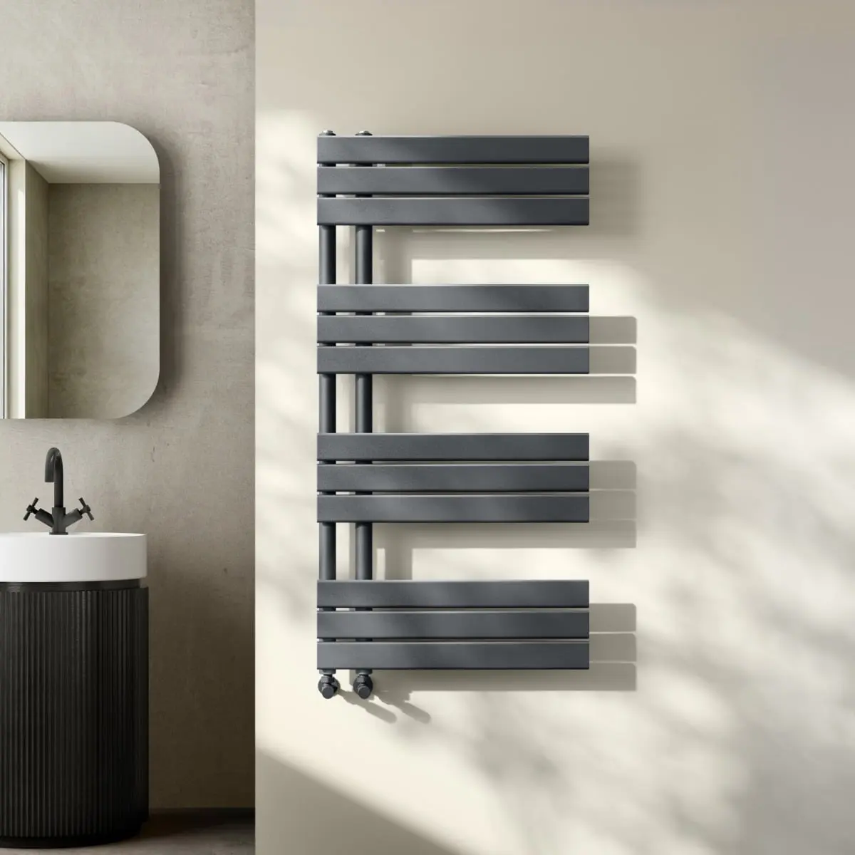Seville Anthracite Designer Flat Panel Heated Towel Rail 1200x600mm