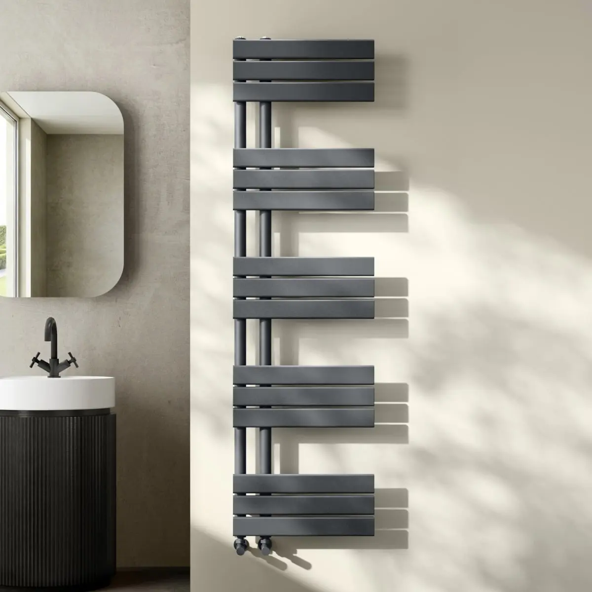 Seville Anthracite Designer Flat Panel Heated Towel Rail 1600x450mm