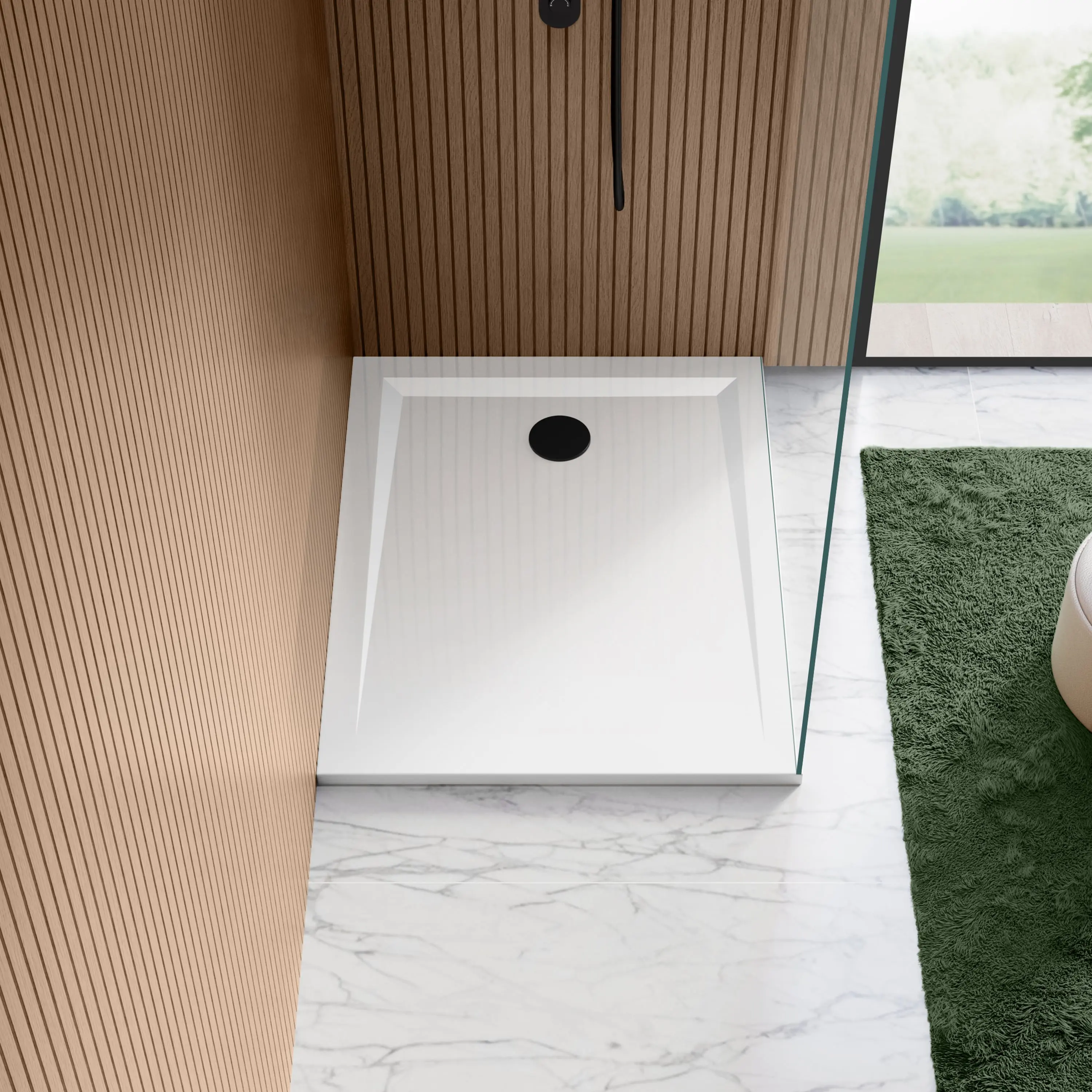 Sydney Low Profile Rectangular Gloss White Stone Shower Tray 1000x700mm