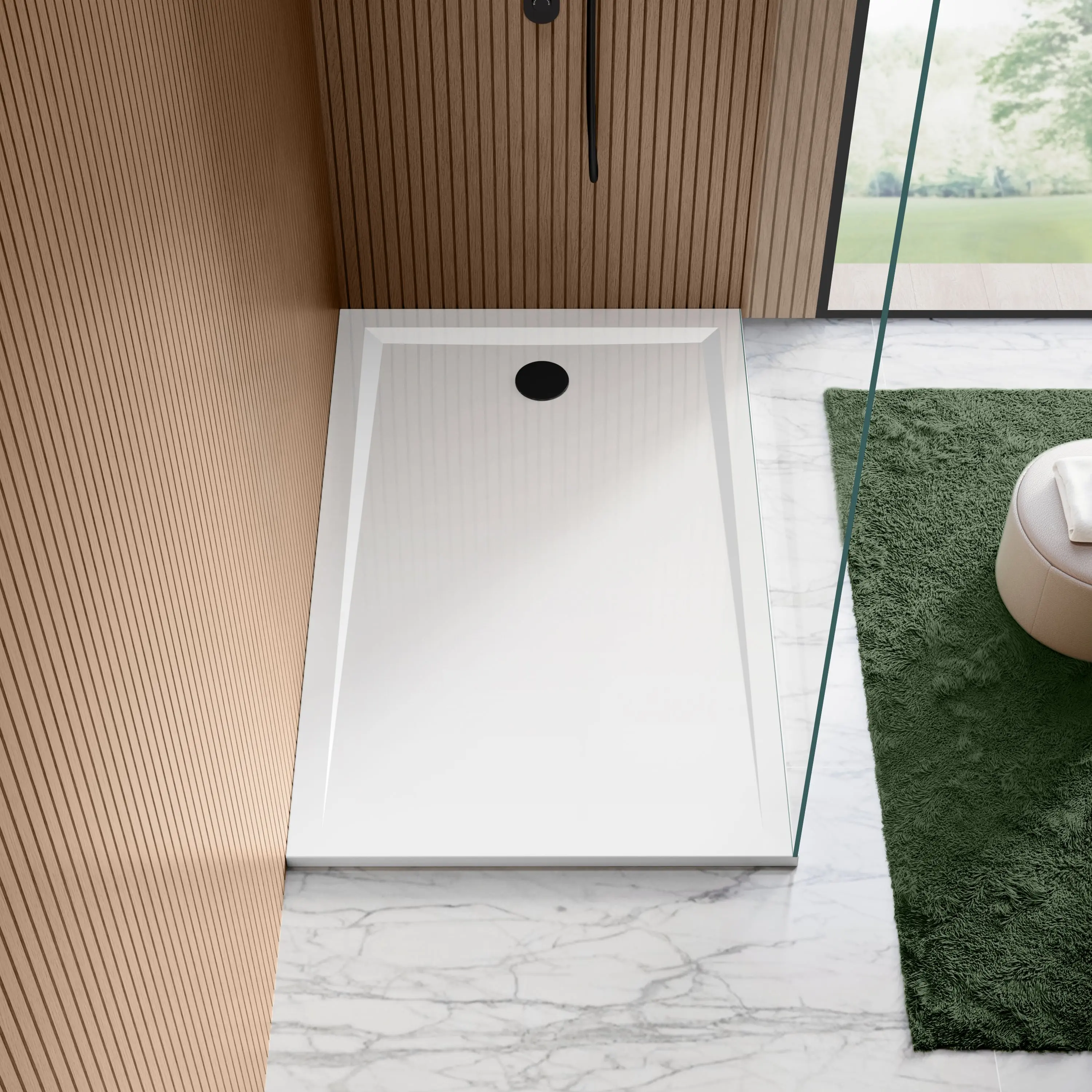 Sydney Low Profile Rectangular Gloss White Stone Shower Tray 1400x700mm