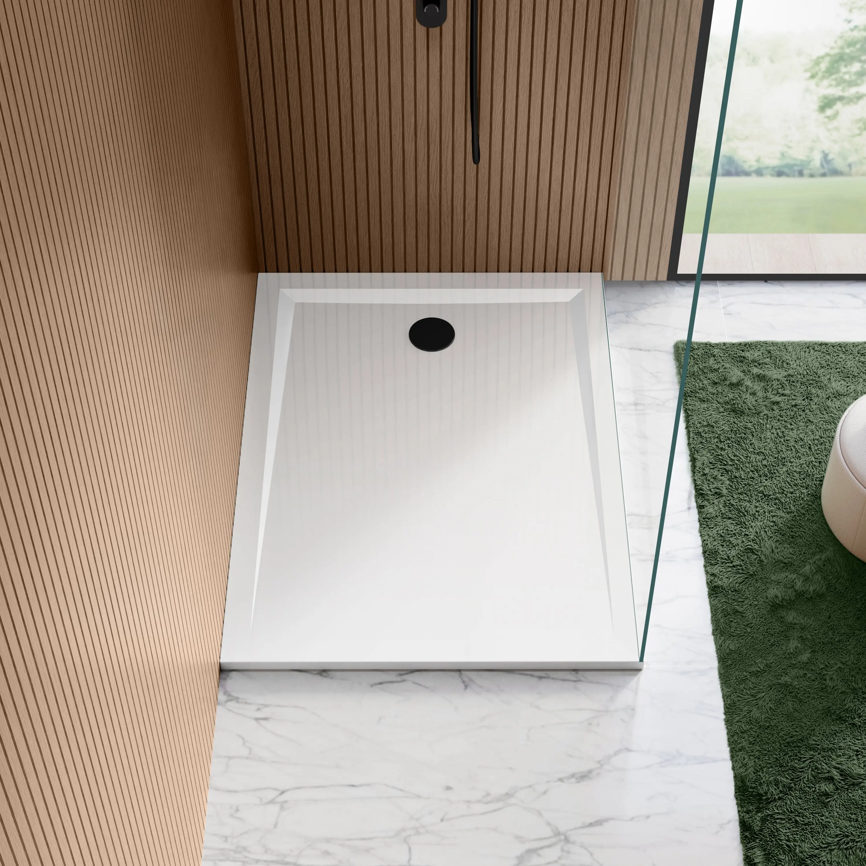 Sydney Low Profile Rectangular Gloss White Stone Shower Tray 1200x800mm