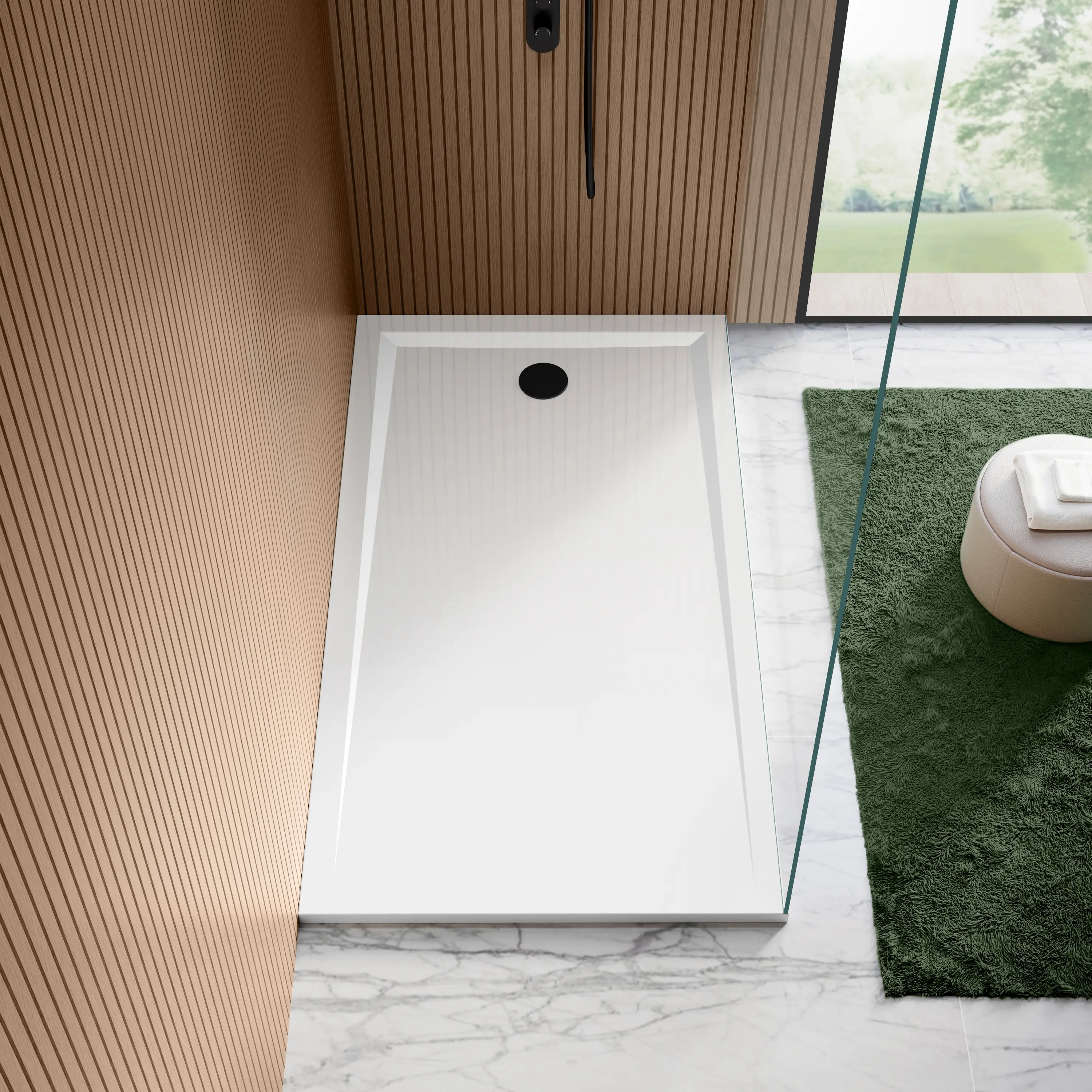 Sydney Low Profile Rectangular Gloss White Stone Shower Tray 1600x800mm
