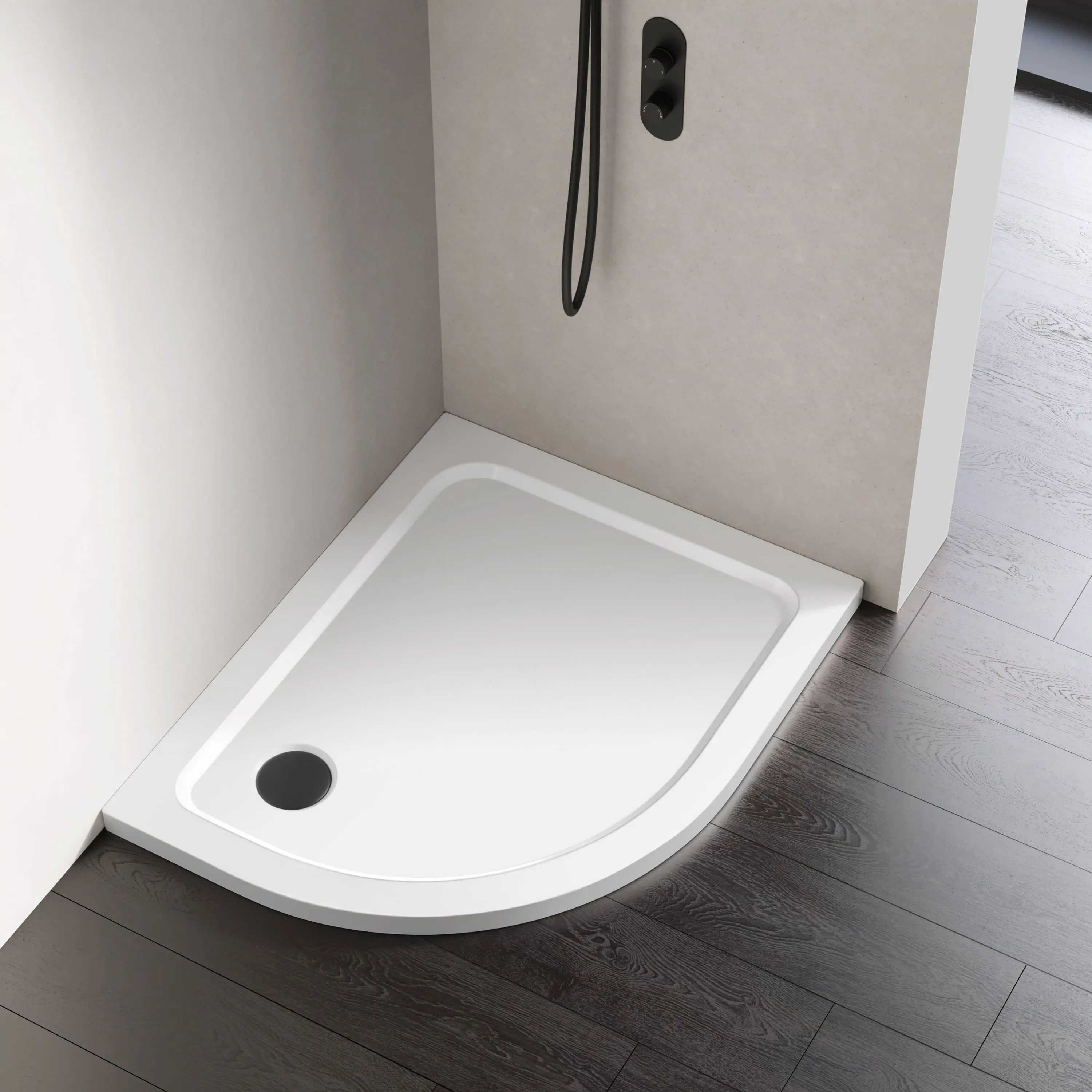 London Offset Quadrant Stone Shower Tray 1000x800mm - Left Handed