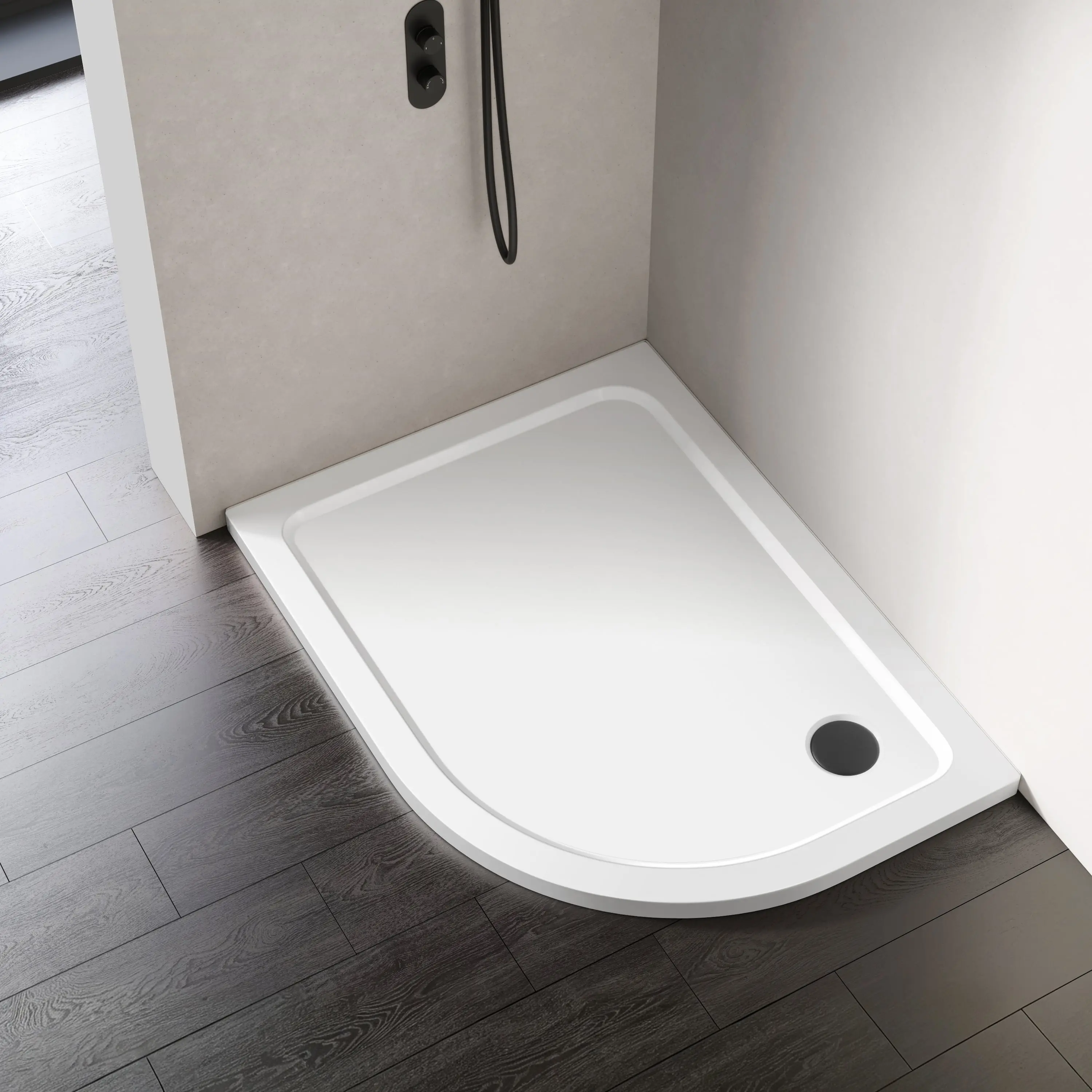 London Offset Quadrant Stone Shower Tray 1200x800mm - Right Handed