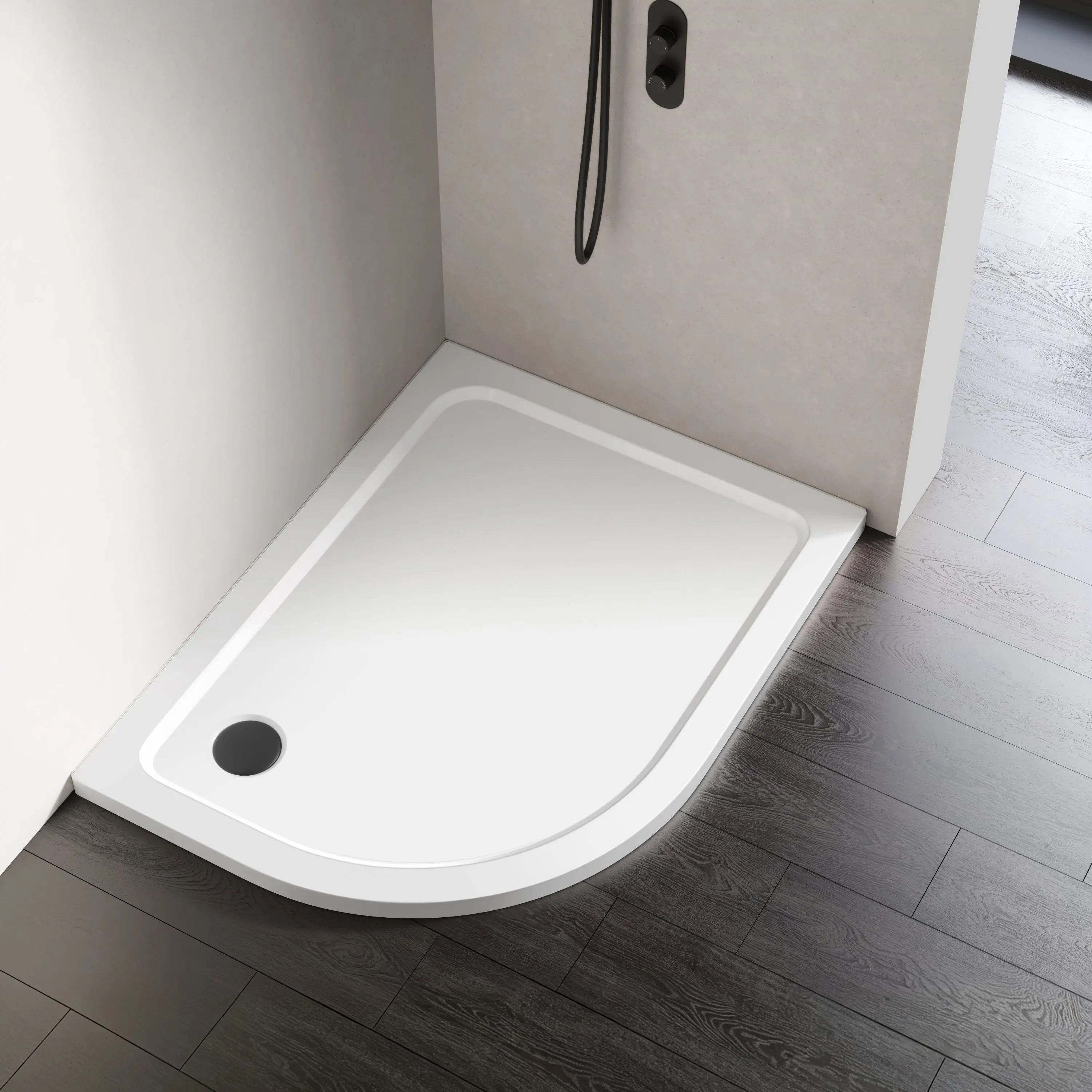 London Offset Quadrant Stone Shower Tray 1200x900mm - Left Handed