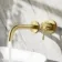 Suir Brushed Brass Wall Mounted Basin Mixer Tap with Knurled Detailing