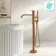 Suir Brushed Copper Freestanding Bath Shower Mixer Tap with Knurled Detailing