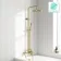 Suir Premium Round Brushed Brass Thermostatic Bath Filler Shower Set with Knurled Detailing