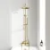 Suir Premium Round Brushed Brass Thermostatic Bath Filler Shower Set with Knurled Detailing