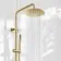 Suir Premium Round Brushed Brass Thermostatic Bath Filler Shower Set with Knurled Detailing