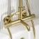 Suir Premium Round Brushed Brass Thermostatic Bath Filler Shower Set with Knurled Detailing