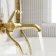 Suir Premium Round Brushed Brass Thermostatic Bath Filler Shower Set with Knurled Detailing