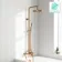 Suir Premium Round Brushed Copper Thermostatic Bath Filler Shower Set with Knurled Detailing