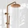 Suir Premium Round Brushed Copper Thermostatic Bath Filler Shower Set with Knurled Detailing