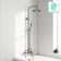 Suir Premium Round Brushed Gunmetal Thermostatic Bath Filler Shower Set with Knurled Detailing