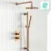Suir Premium Brushed Copper Round Thermostatic Shower Set with Knurled Detailing