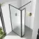 Munich Fluted Effect Matt Black Framed 8mm Wet Room Shower Glass 700mm & 250mm Pivotal Return Panel