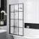Abingdon 1500 Roll Top Shower Bath - Black Ball Feet & 6mm Easy Clean Matt Black Grid Screen
