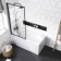 Stafford 1400x700 Round Shower Bath & 6mm Easy Clean Matt Black Framed Bath Screen