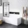 Stafford 1700x700 Round Shower Bath & 6mm Easy Clean Matt Black Framed Bath Screen