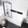 Stafford 1700x700 Round Shower Bath & 6mm Easy Clean Matt Black Framed Bath Screen