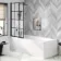 Hereford Square Shower Bath 1800x800 & 6mm Easy Clean Matt Black Grid Bath Screen