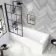 Hereford Square Shower Bath 1800x800 & 6mm Easy Clean Matt Black Grid Bath Screen