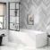 Hereford 1800x800 Square Shower Bath & 6mm Easy Clean Matt Black Grid Bath Screen