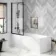 Hereford 1700x700 Square Shower Bath & 6mm Easy Clean Matt Black Framed Bath Screen