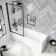 Hereford 1700x750 Square Shower Bath & 6mm Easy Clean Matt Black Framed Bath Screen