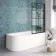 Oakham Space Saving Shower Bath 1700 & 6mm Easy Clean Matt Black Grid Bath Screen - Right Handed