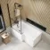 L Shaped 1500 Shower Bath & 6mm Matt Black Easy Clean Screen with Rail - Left Handed