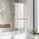 L Shaped 1500 Shower Bath with Front Panel & 4mm Fixed Screen with Rail - Right Handed