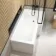 L Shaped 1700 Shower Bath with Front Panel & 6mm Easy Clean Matt Black Framed Bath Screen - Right Handed